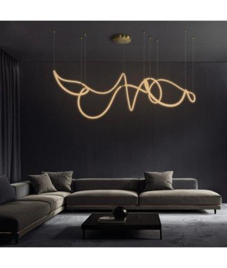 kelvo® GLOW KLV-101-0158 Κρεμαστό Φωτιστικό Οροφής LED 105W 10500lm 360° AC 220-240V IP20 Ρυθμιζόμενο Λευκό CCT με Χειριστήριο από 2700K έως 6000K Dimmable - Lumileds SMD Chip - Χρυσό Πλατίνα - Μ180 x Π180 x Υ110cm - 3 Χρόνια Εγγύηση